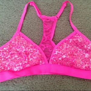NWOT VS PINK hot pink sequin racerback bralette
